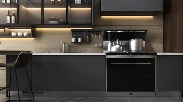 2020火星人橱柜新品 小户型搭配集成灶，轻松打造现代轻奢感